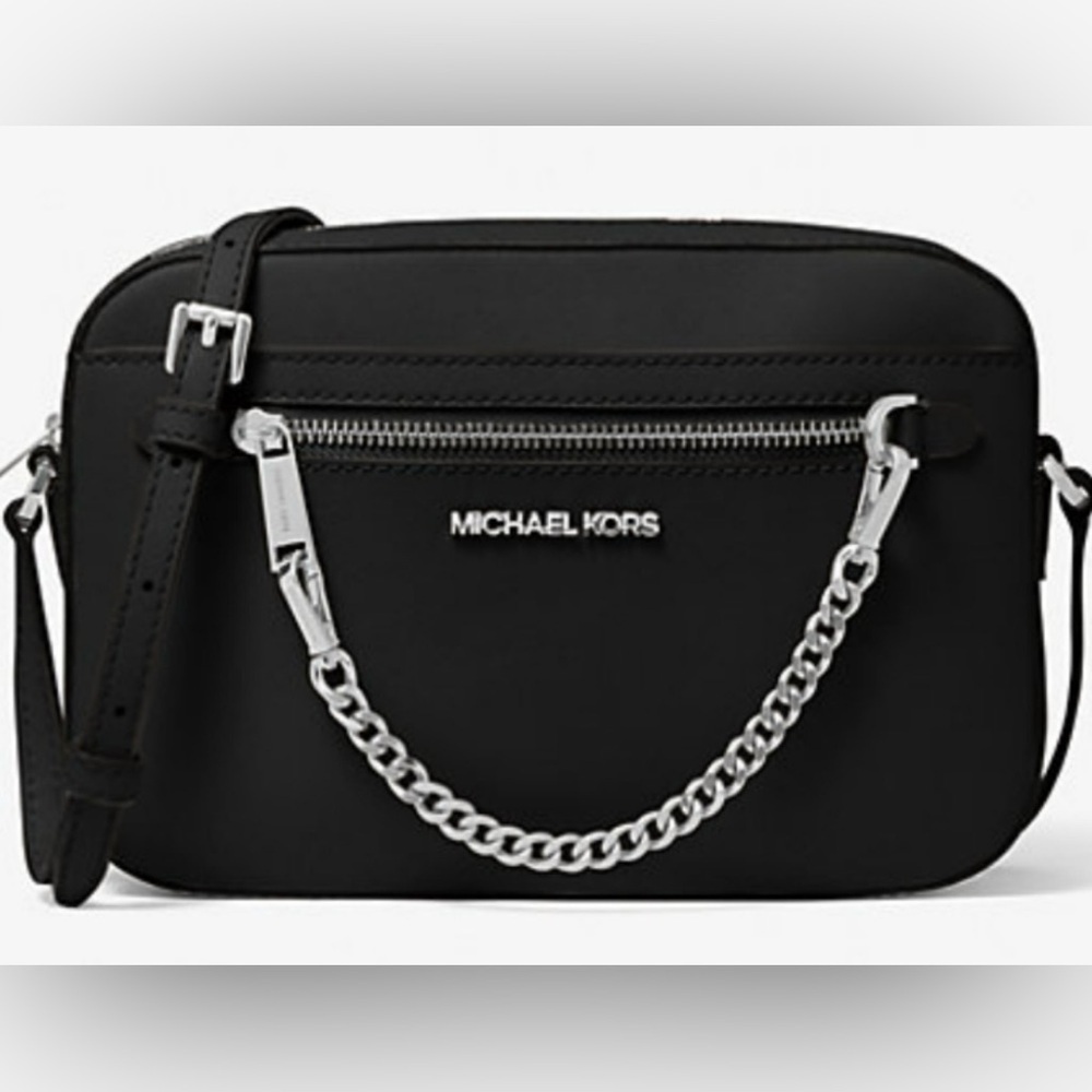 Michael Michael Kors Jet Set Large Black Saffiano Leather Crossbody Bag NEW